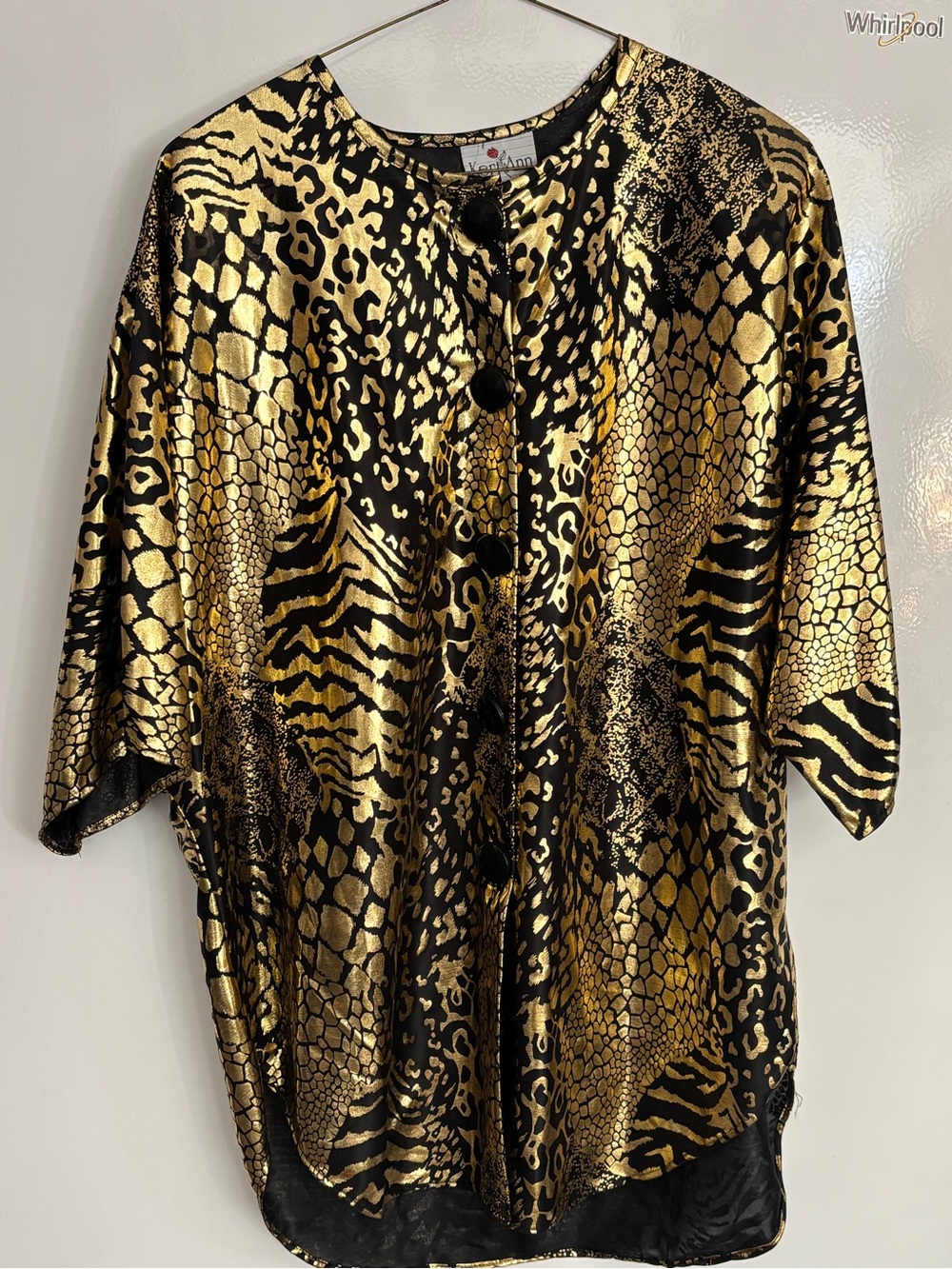 Vintage-Inspired Gold & Black Animal Print Blouse by KeriAnn